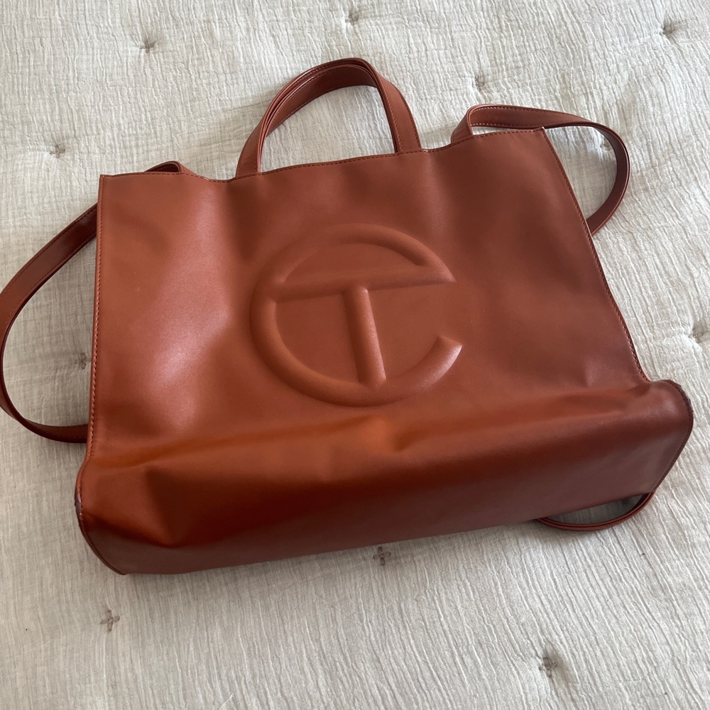 Telfar medium tan shopping bag
